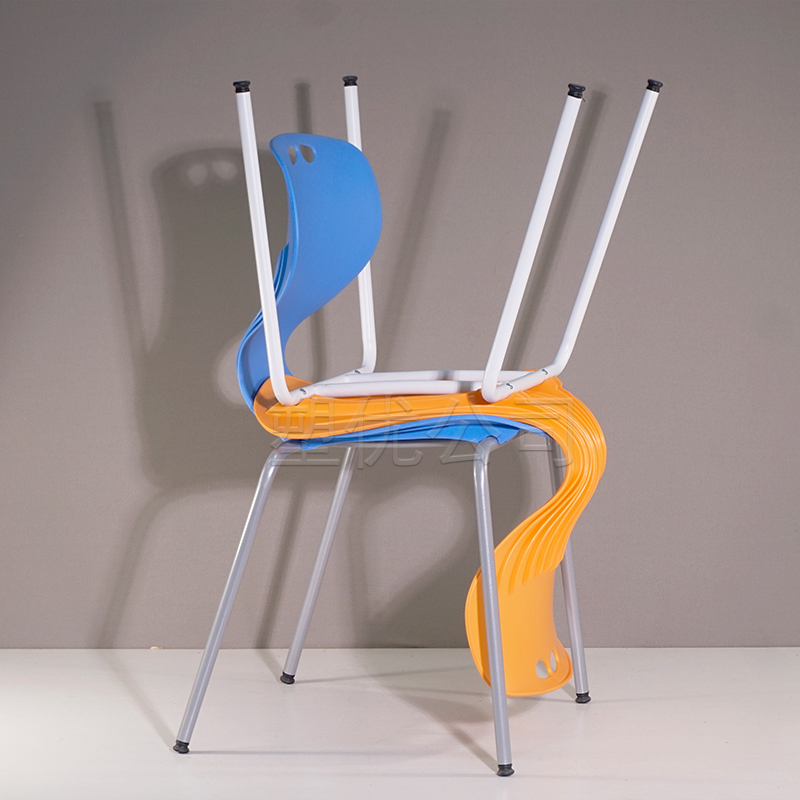 堆落疊會(huì)議椅4腳會(huì)客坐椅紅橙黃綠藍(lán)黑灰色塑鋼椅子SY3005